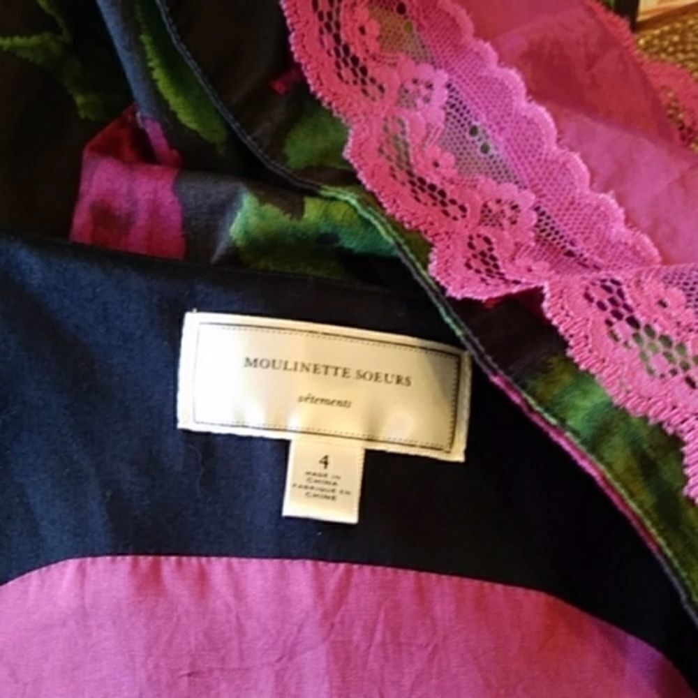 ANTHROPOLOGIE DRESS PURPLE ROSES "DINNER FOR 2" EXCELLENT CONDITION SZ 4 - Picture 7 of 7